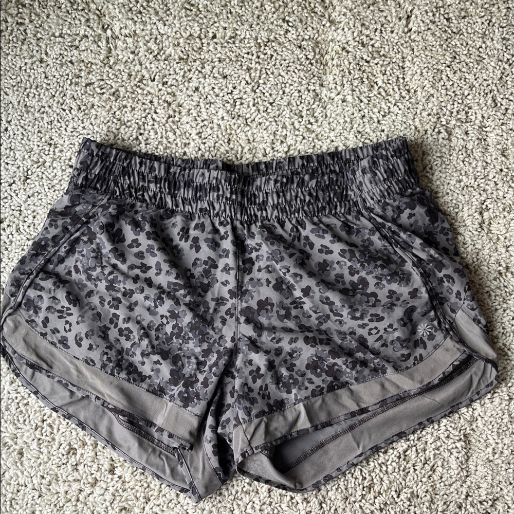 Athleta Gray Floral Camo Running Shorts